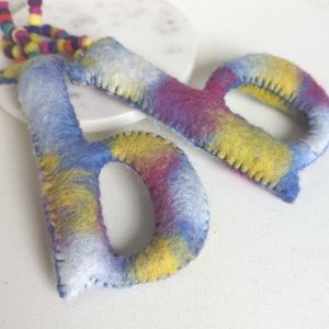 NWOT - 2 Anthropologie Felted Boiled Wool Letter Christmas Ornaments